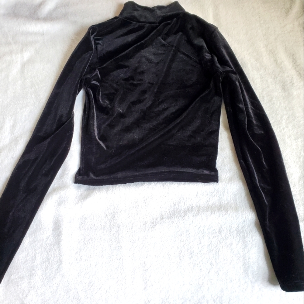 Poprageous Velvet Long Sleeved Crop Top